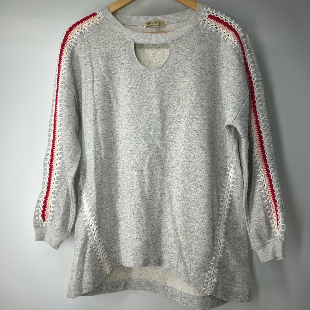 Democracy Gray Sweater with Red and White Details